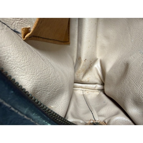 VTG 60's Mod Vinyl Satchel Handbag Multicolor Stripe Design GrannieCore - Picture 9 of 10